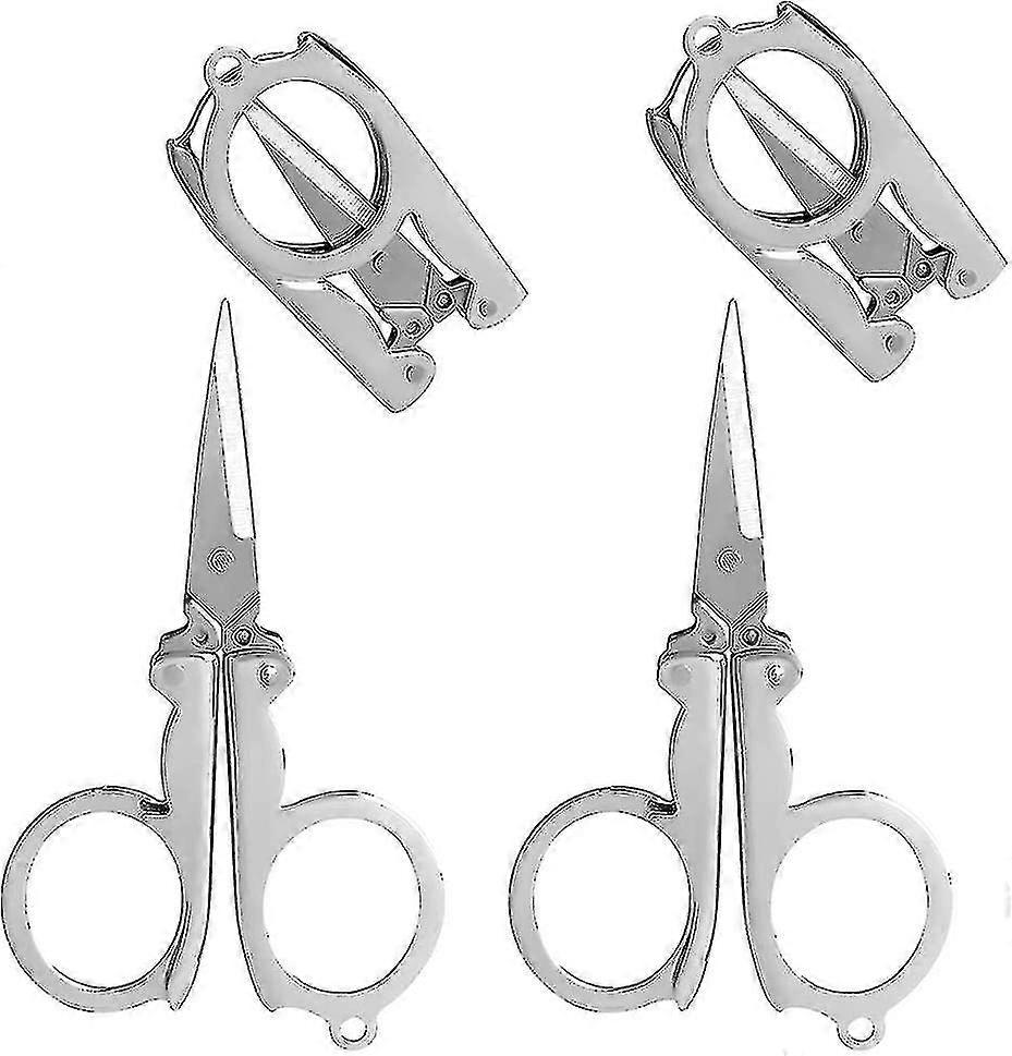Stainless Steel Folding Scissors, 4 Inch/10cm Mini Small Paper Scissors Portable Foldable Travel Scissors Metal Scissors For Paper Craft - ya