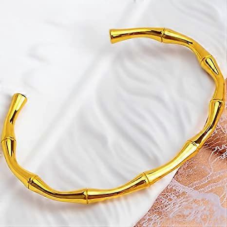 Stainless Steel Classical Plain Bamboo Style Open Cuff Bangle Bracelet