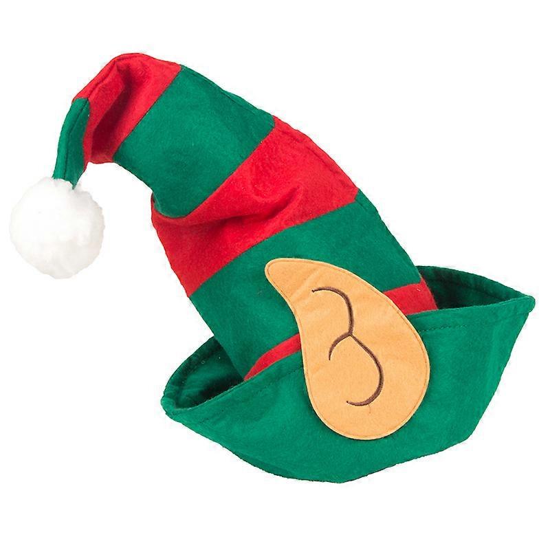 Bonnet d'elfe, rouge et vert, avec oreilles, taille unique