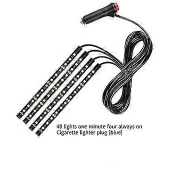 Car Neon Light Ring-48 Lights One Point Four Always On Cigarette Lighter  Plug [blue] (one Set)