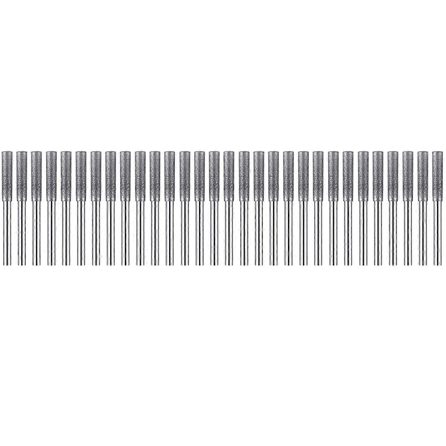 20 Pcs Chainsaw Sharpener Stone Diamond Coated Cylindrical Burr Polishing Grinding Tool Grinding Bits, 5/32 Inch/ 4 mm