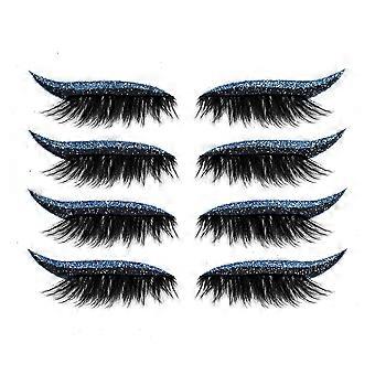 4pcs Glitter Pegatina de sombra de ojos autoadhesiva Doble párpado pestañas postizas Impermeable Fiesta Maquillaje de ojos Pegatina-azul