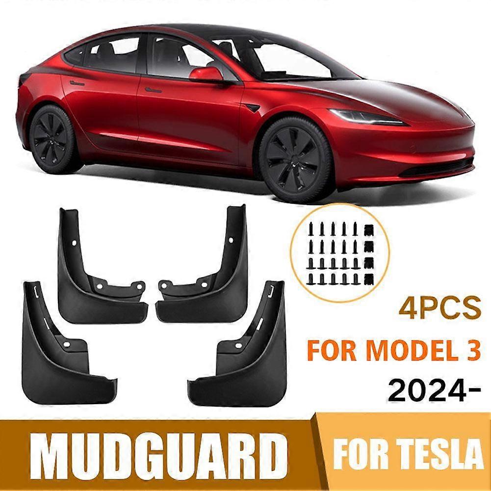 4pcs/Set Mudguards For Tesla Highland 2016-2024 Car Mud Flap Front Rear Fender Splash Guards Replacement Car Accessories