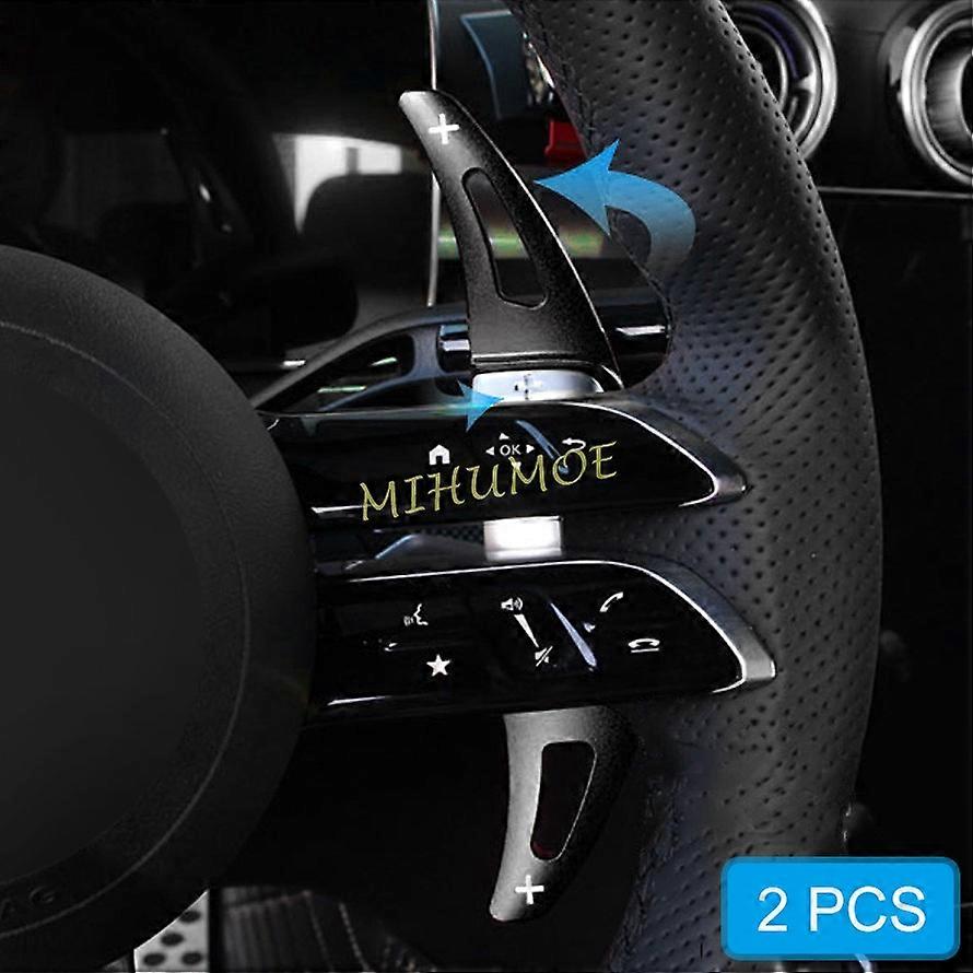 Black Interior Steering Wheel Paddle Shifter Extension For 2021 2022 2023 Mercedes-Benz C E S EQS Class W206 S206 W213 S213 W223