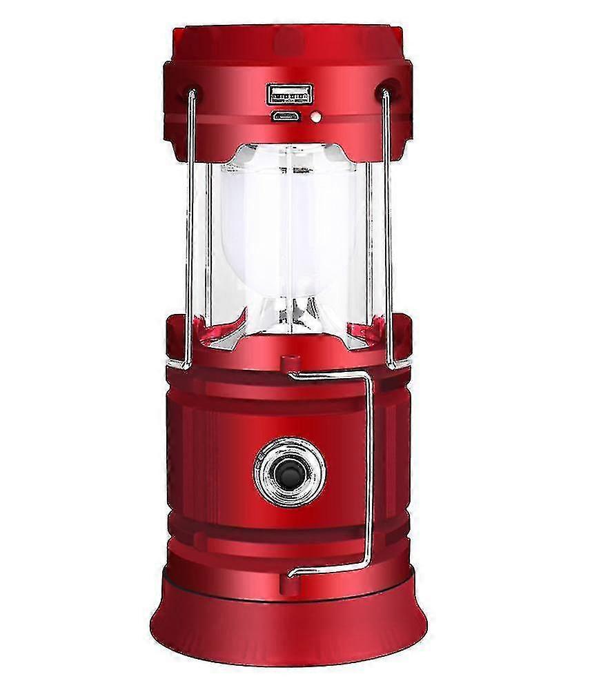 Solar outdoor emergency portable lantern, usb camping tent lightRed