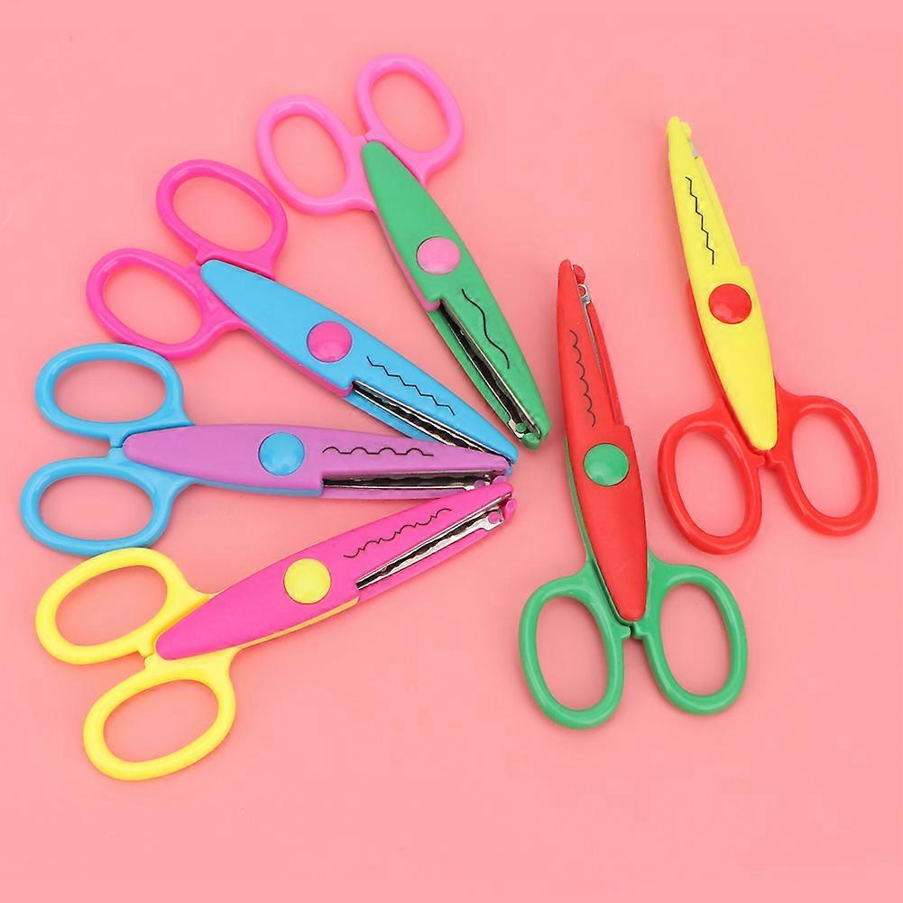 Kids Safety Scissors 6 Pcs Colorful Plastic Edge Cutting DIY Tool for Paper Decor
