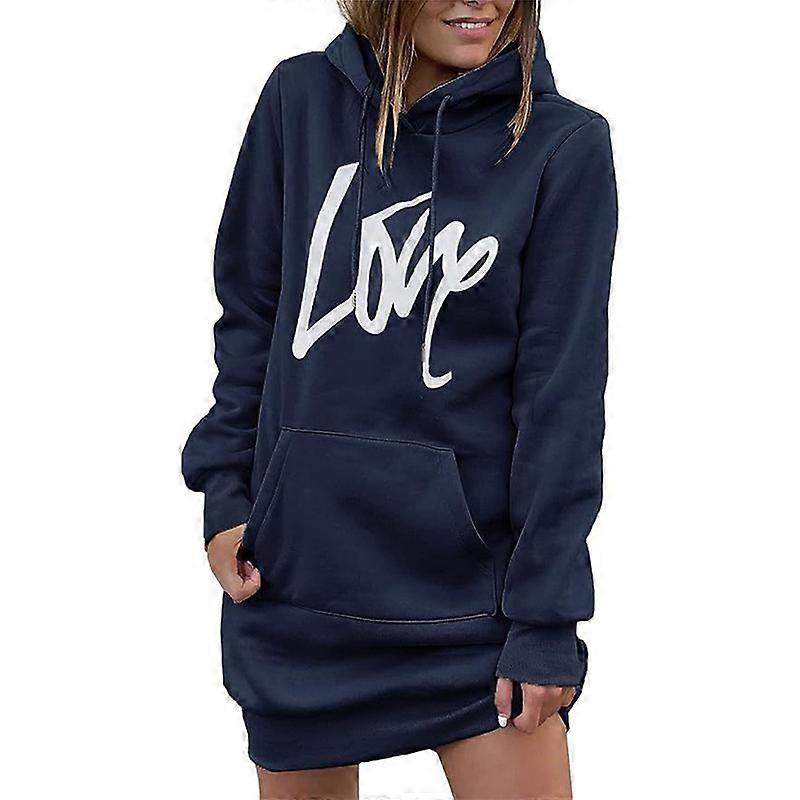 Womens Versatile Drawstring Lightweight Pullover Sweatshirt Hoodie Dress