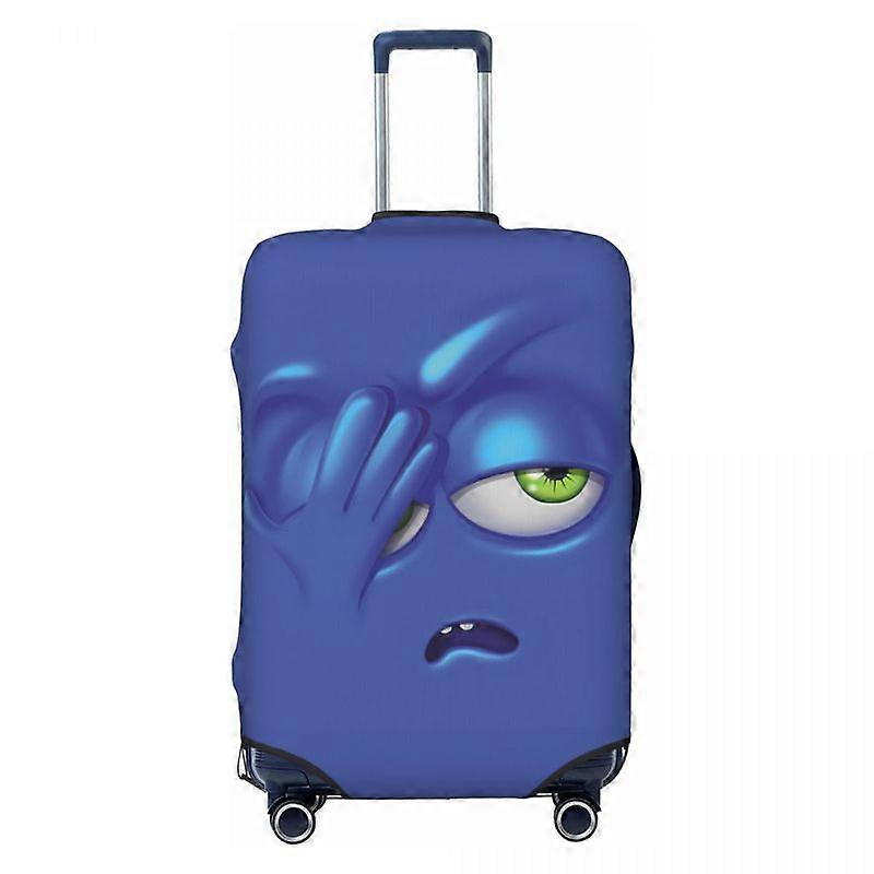 Výraz obličeje Obal Kufru Modrý Legrační Obličej Kreslený Výletní Výlet Let Zábava Zavazadla Dodávky Chránič