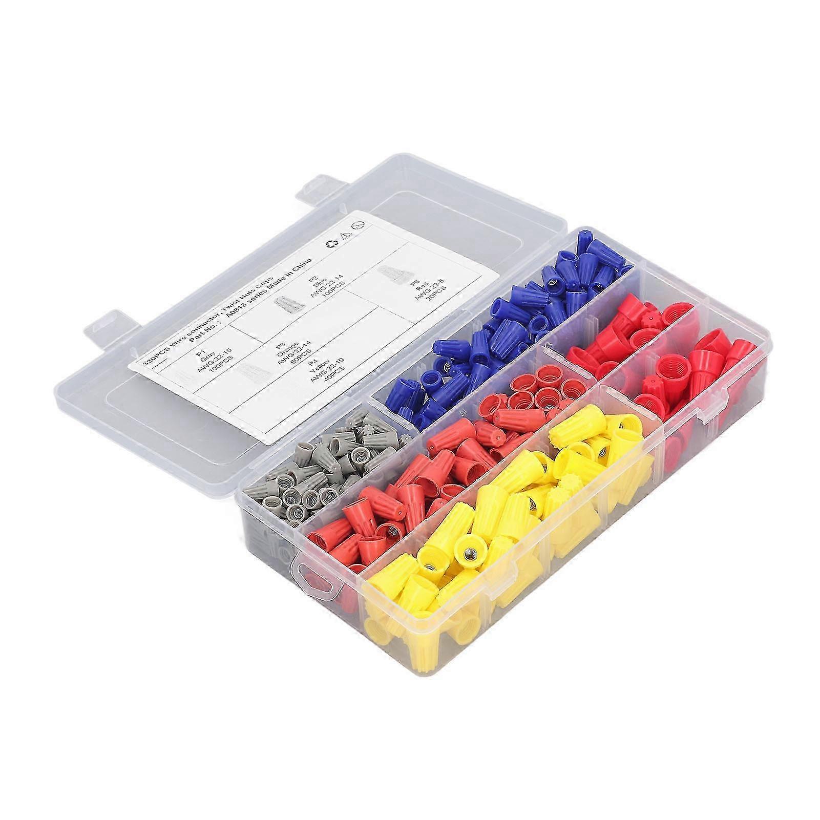 Wire Connectors Kit 320PCS Multifunctional Electrical Nuts and Caps with Storage Box