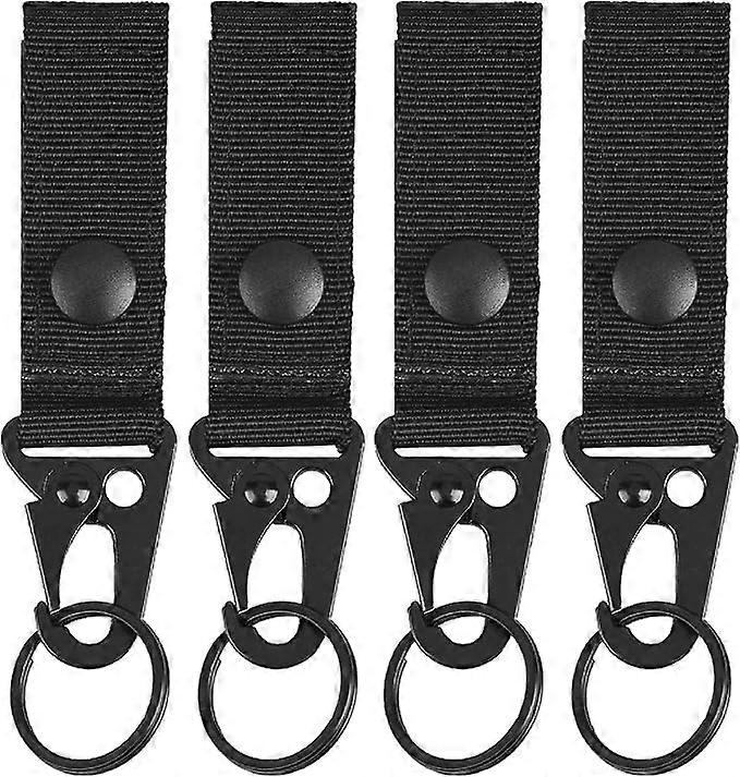 4pcs,Nylon Webbing with Key Holder Carabiner Tactical Belt Buckle Clip Hook Hanging Belt for Backpack Camping Hiking