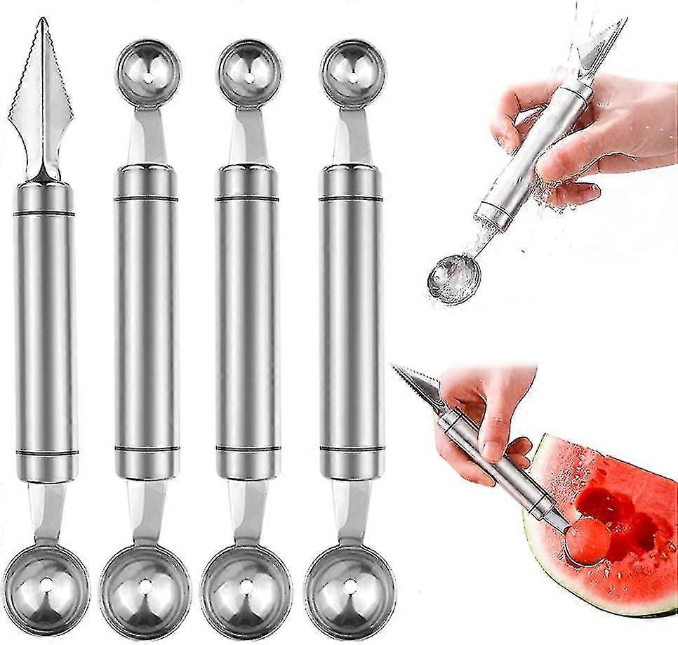 4pcs Stainless Steel Double-headed Fruit Ball Spoon