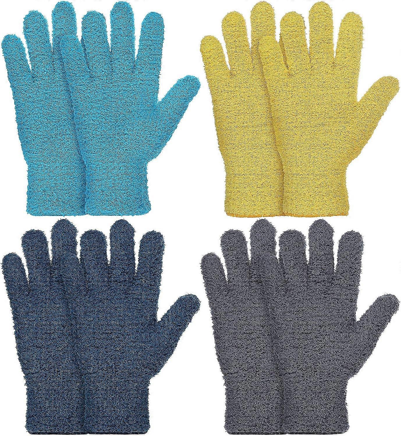 4 Pairs Microfiber Automatic Dust Cleaning Gloves Reusable Dust Gloves for Home, Truck and Car Cleaning Ideal for Window Lamp Mirror Cleaning