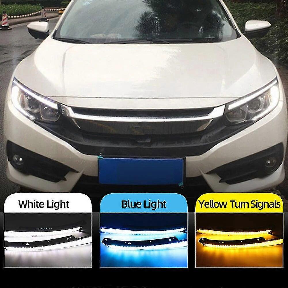 2PCS LED Headlight Eyebrow Daytime Running Light DRL Flowing Yellow Signal For Honda Civic 2016 2017 2018 2019 2020 Blink