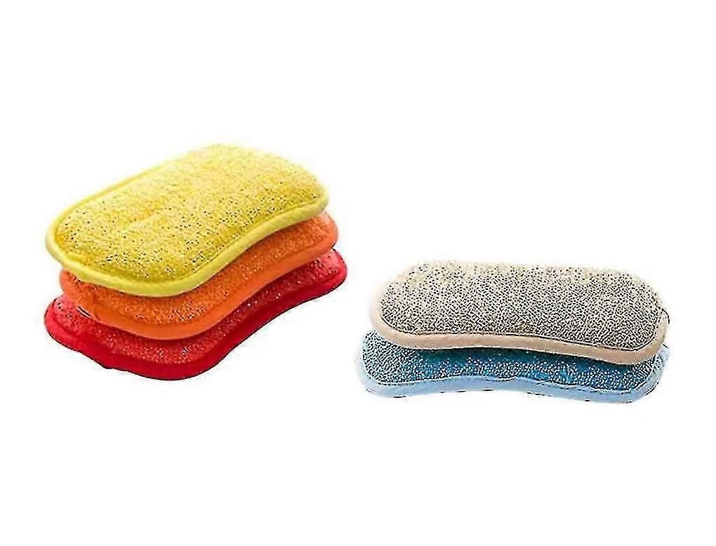 Microfiber Pot Bowl Kitchen Sponges Super Scrub Curved Pattern 2 Sides (5pcs)-MXBC
