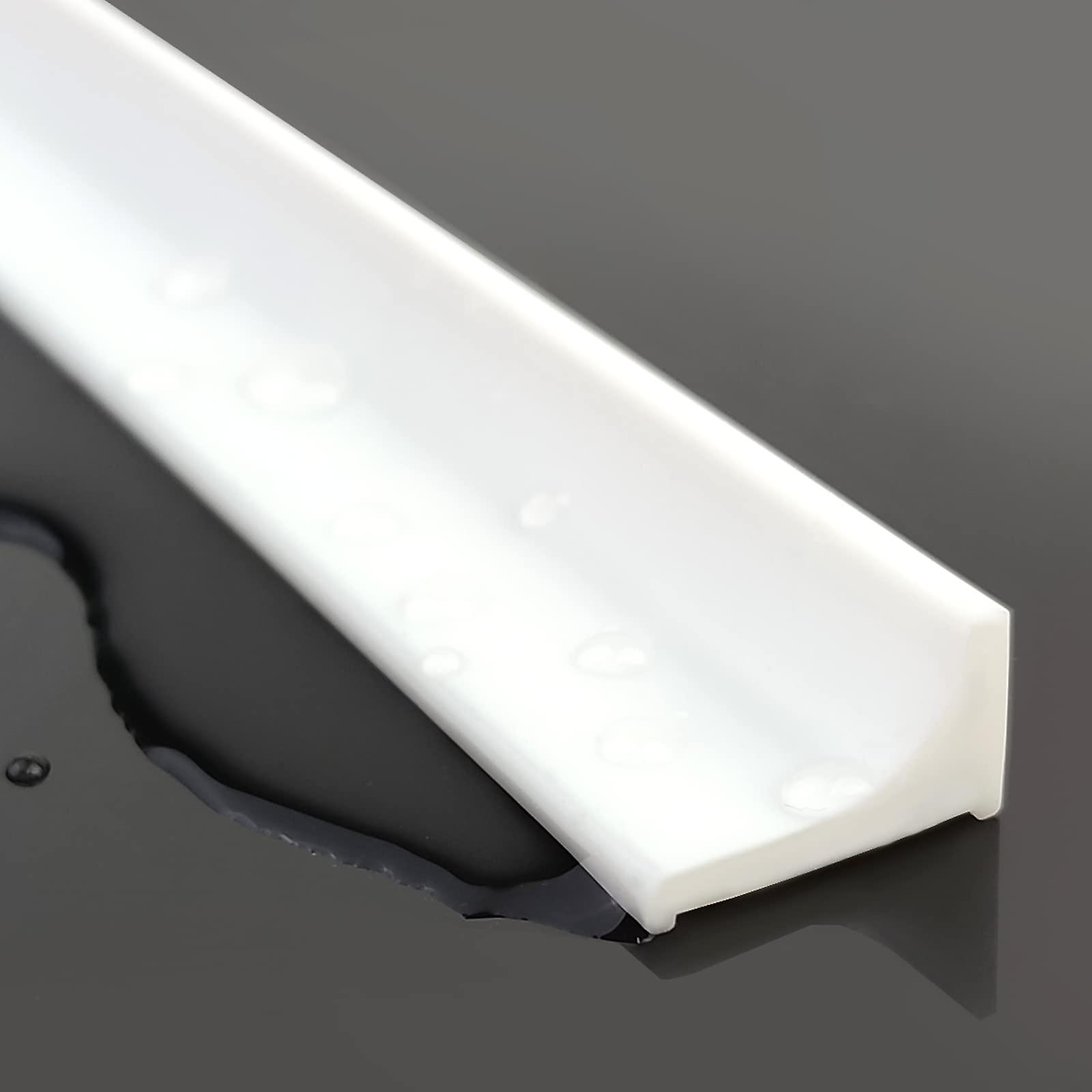 Collapsible Shower Barrier and Water Dam Retention System and Keeps Water Inside the Threshold (2M, L Type White)