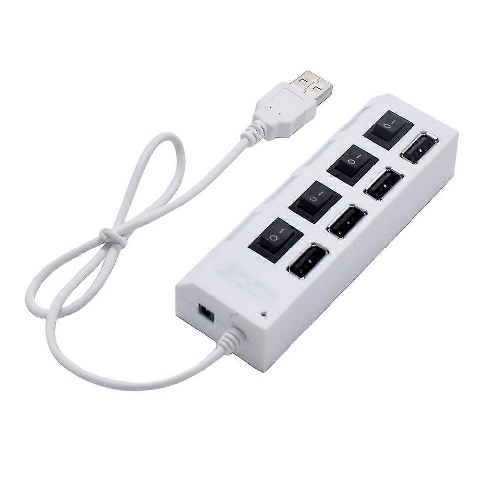 USB HUB 4 Sockets Independent Switch USB 2.0 Divider(White)