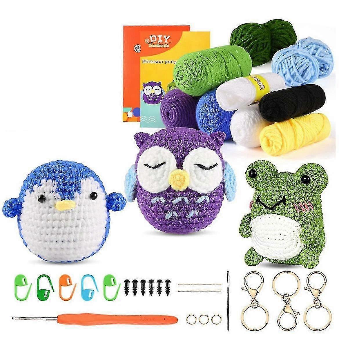 3pcs Crochet Kits For Beginners,animals Crochet Kit For Complete Beginners Adults With Step-by-step