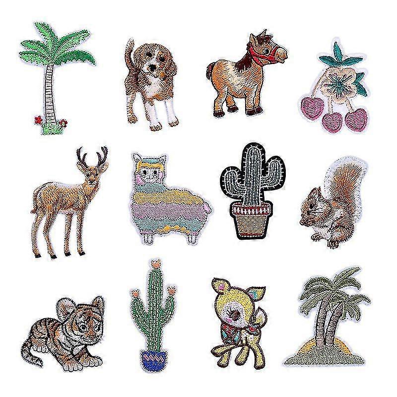 12pcs Cartoon Animal Cloth Patch Clothes Patches