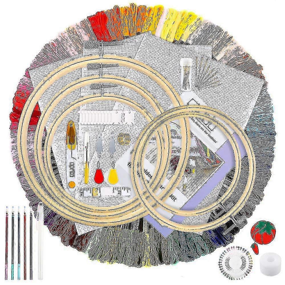100 Pieces Embroidery Kit With Instructions, 100 Colors Threads