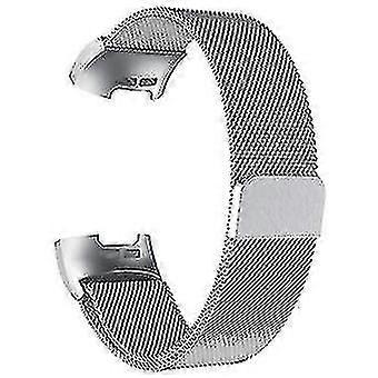 Magnetic Stainless Steel Strap Suitable For Fitbit Charge 3 / Charge 4 - Silver (l Code)