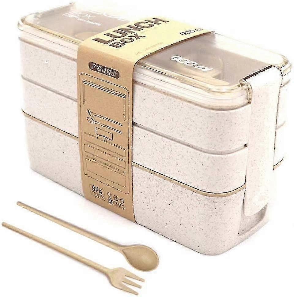 Bento Box For Children And Adults With 3 Compartments Leak-proof Microwave Made From Wheat Biodegradable Plastic-free Bp