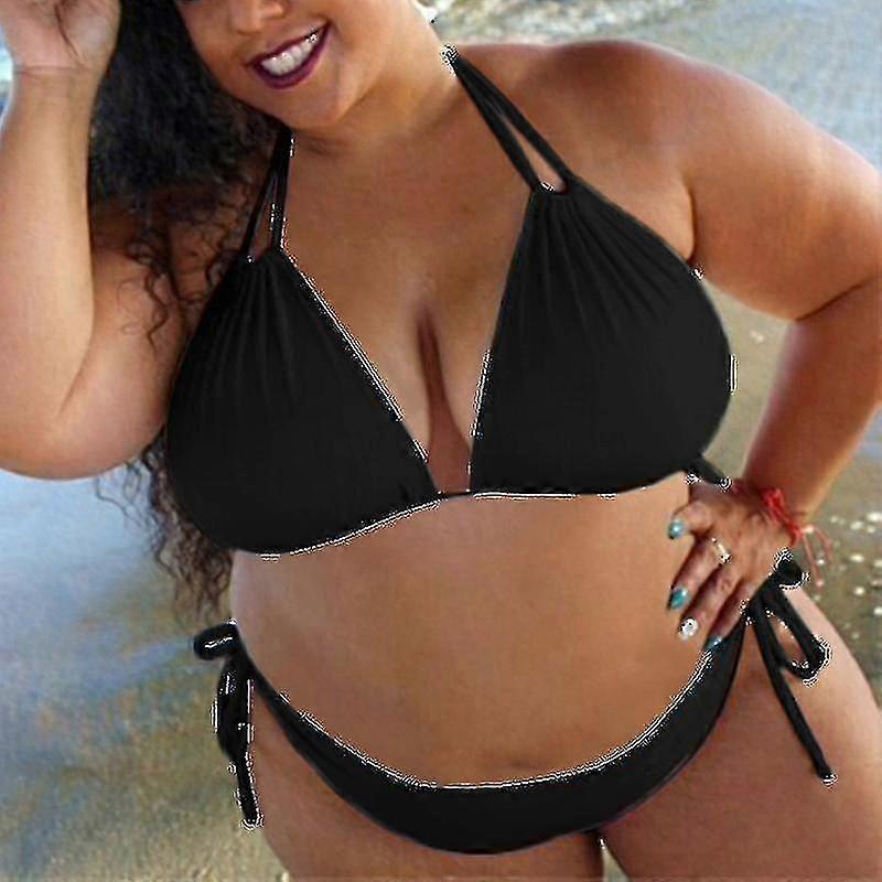 Plus Size Frauen Bikini Set Gepolsterter BH Push Up Badeanzug Bademode Beachwear Badeanzug A