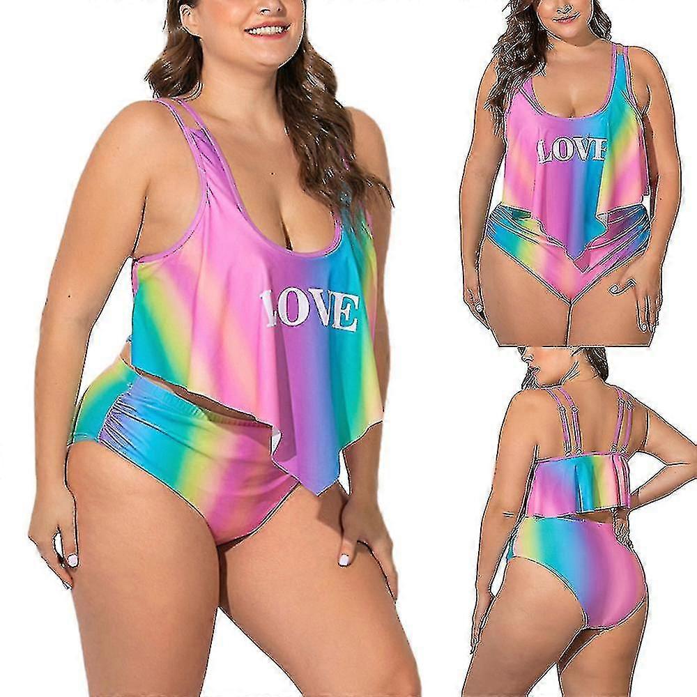 Femmes Ruffle Maillots de bain deux pièces Taille haute Maillot de bain Rembourré Bikini Set Plus Size
