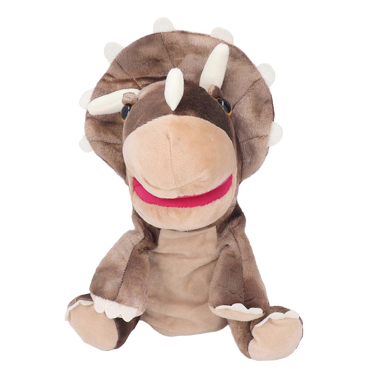 Animal Hand Puppet Stuffed Animal Hand Puppet Soft Cute Plush Toy with Open Movable Mouth Coffee 25cm