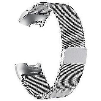 Magnetic Stainless Steel Strap Suitable For Fitbit Charge 3 / Charge 4 - Silver (l Code)