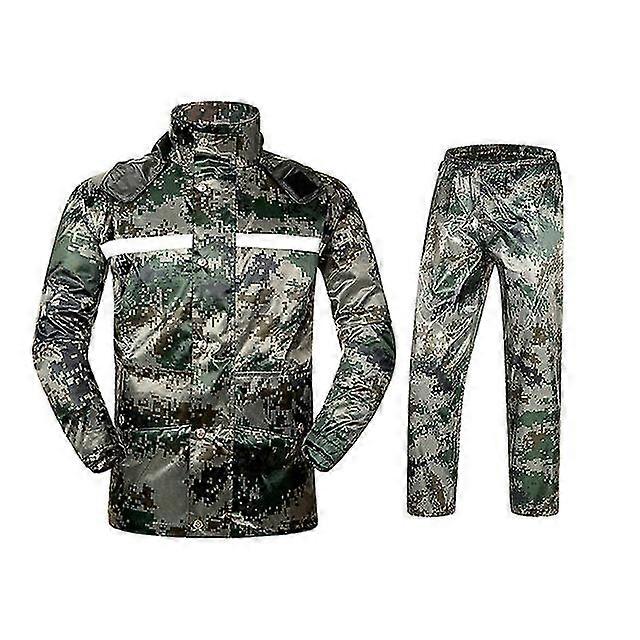 הסוואה פוליאסטר מחזיר אור אופנוע מעיל גשם מכנסיים חליפה ברדס גברים מעיל גשם עמיד למים