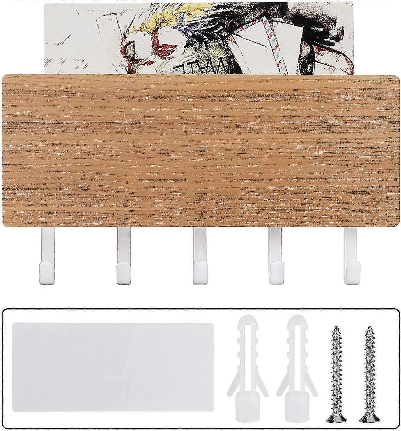 Key Rack Wall Mounted Mail Holder with Hooks Key Holder with Storage Surface