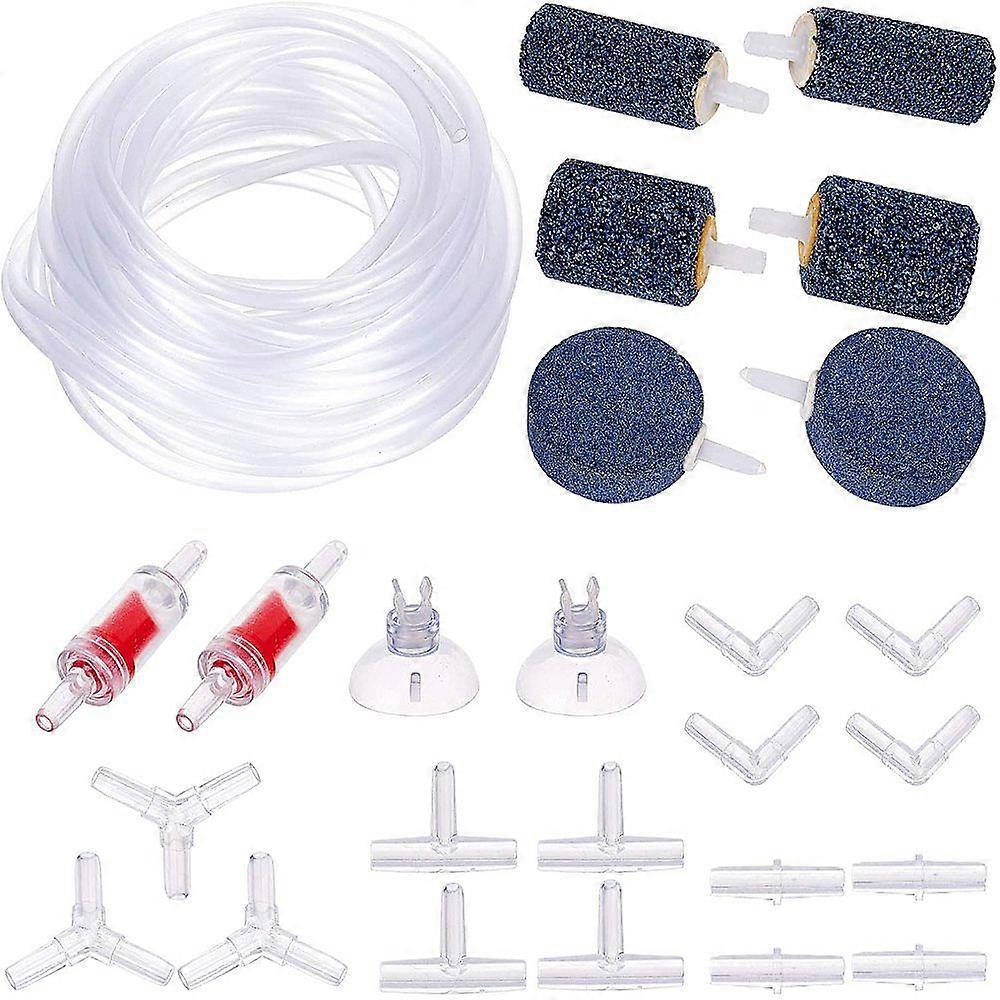 Fish Tool Sets Include Cylinder Bubble Diffuser Airstones Plastic Suction Cups & Airline Tubing & Aquarium Air Valve Connector & Pump Check Valves Mix