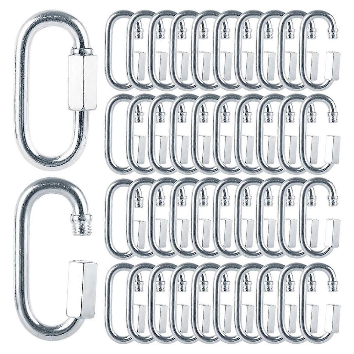 60Pcs Carabiner M6 Quick Link 6mm Chain Link, Galvanized Iron Chain Connector Heavy Duty Quick Link
