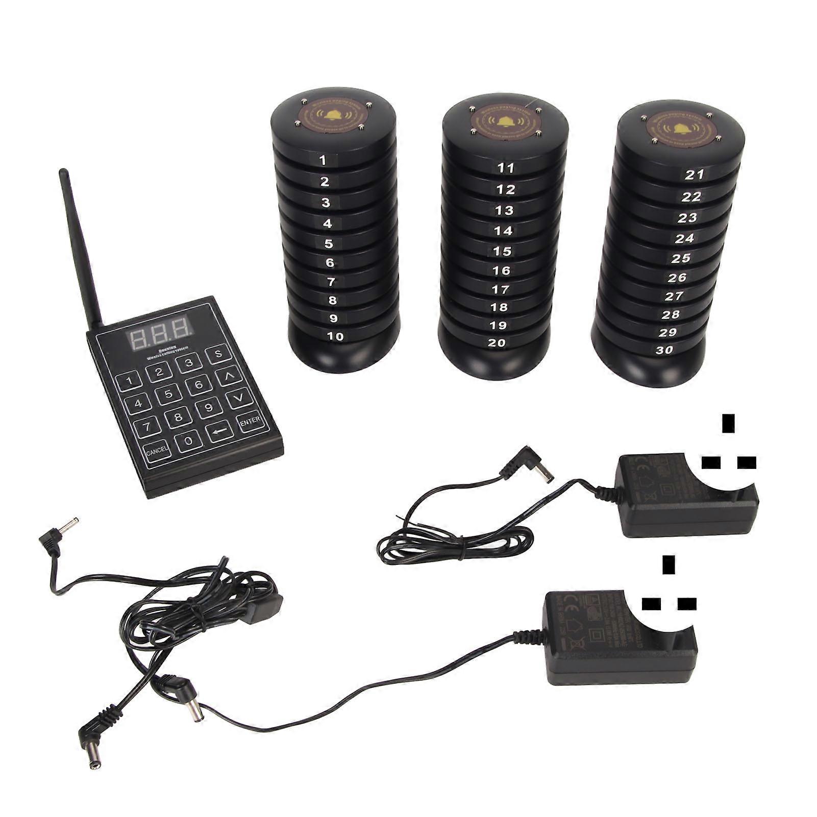 Customers Pager System 30 Buttons 3280ft Distance Rechargeable Wireless Calling System for Restaurant Bar Cafe Prise britannique