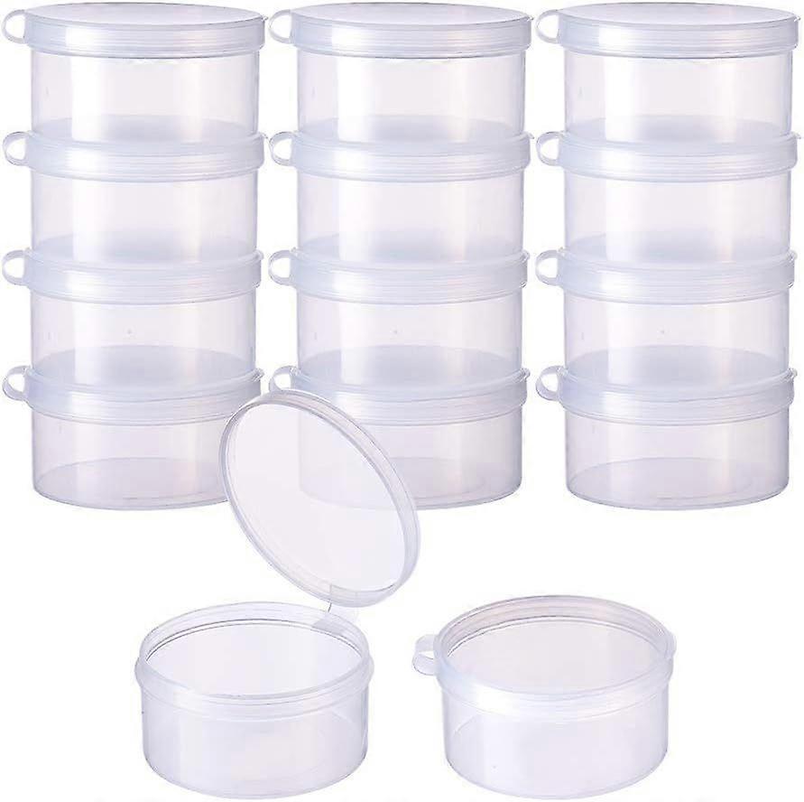 12 Pack Round Clear Plastic Bead Storage Containers Box Case with Flip-Up Lids for Items Pills Herbs Tiny Bead Jewerlry Findings and Other Small Items