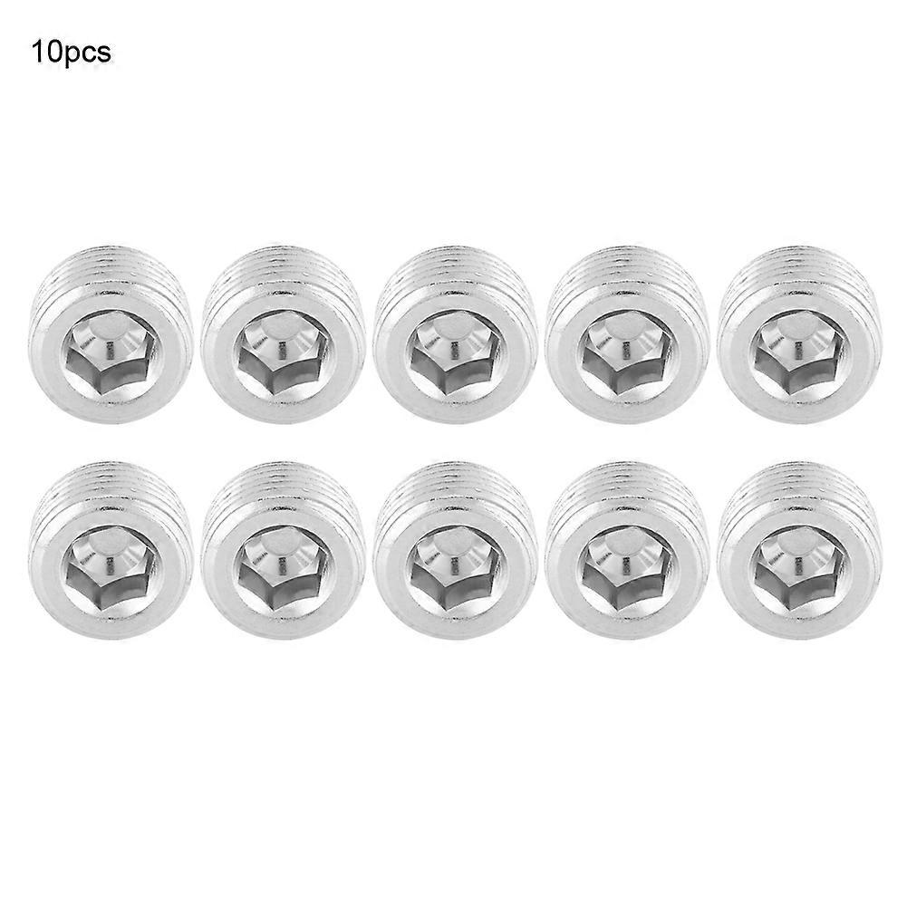 10 Pcs Iron Hex Socket Plug Head Nickel Plated MBSP Pipe Fitting Plug Head(1/4'')