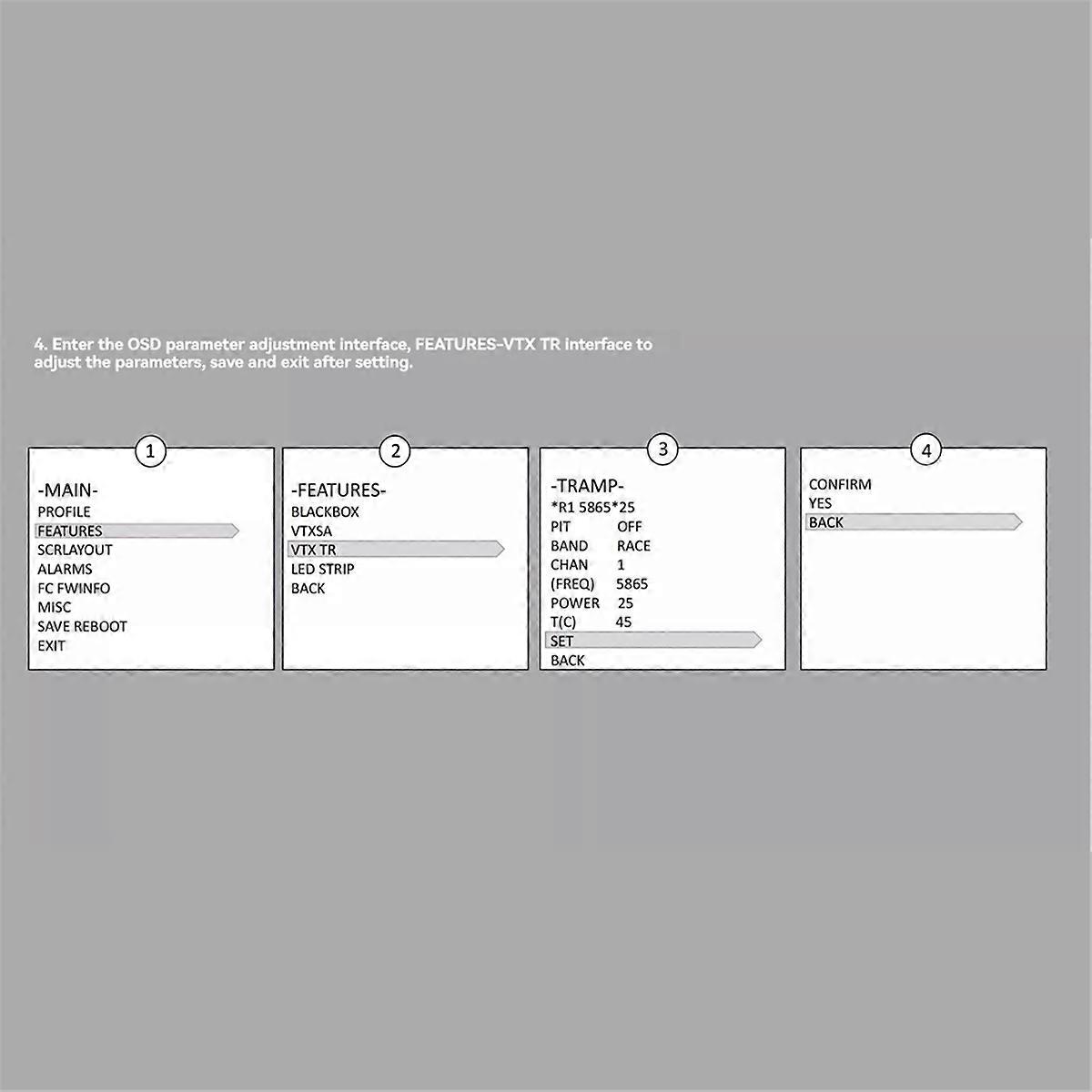 4.9G/5.8G 2.5W VTX 56CH FPV Video Transmitter Frequency Adjustable with Antenna for FPV Long Range