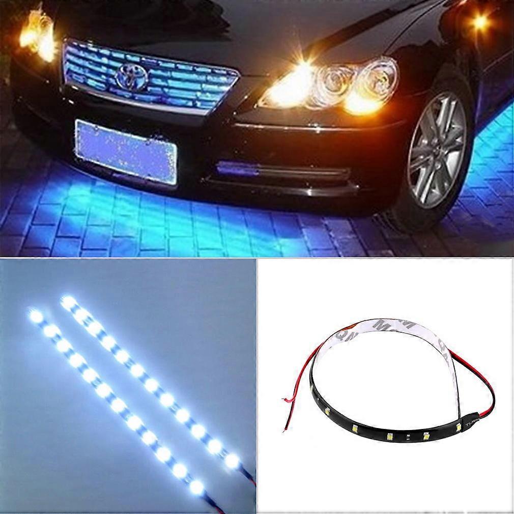 2Pcs/1pc 12V Flexible LED Strip Light Waterproof Car Light Day Running Light Auto Interior Exterior