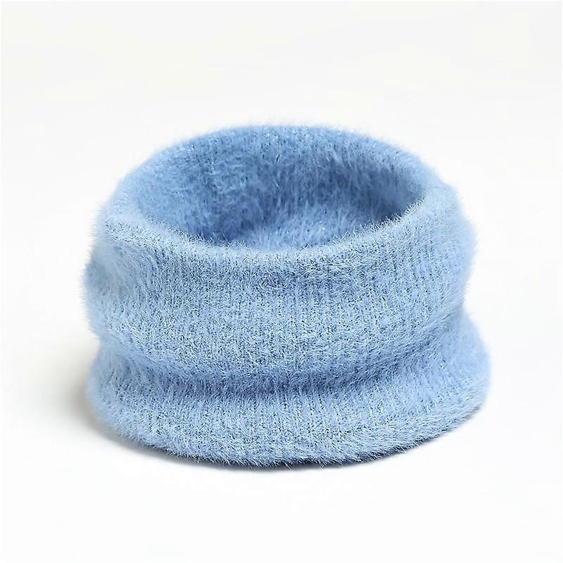 Winter Plush Ring Scarf for Women Warm Knitted Ski Mask Neckerchief Luxury Solid Snood Foulard Suit Children Adult