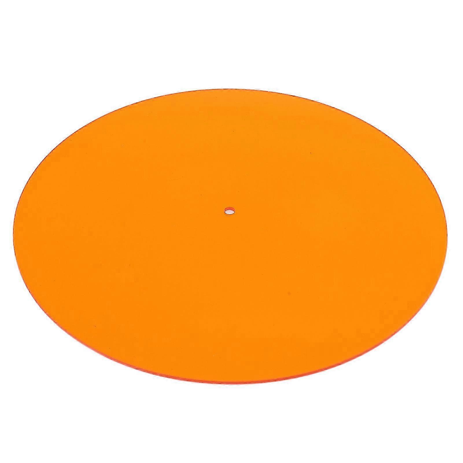 Turntable Mat Transparent Acrylic Reduce Static Dust Noise Record Platter Slipmat for 12 Inch Vintage Record Player Orange