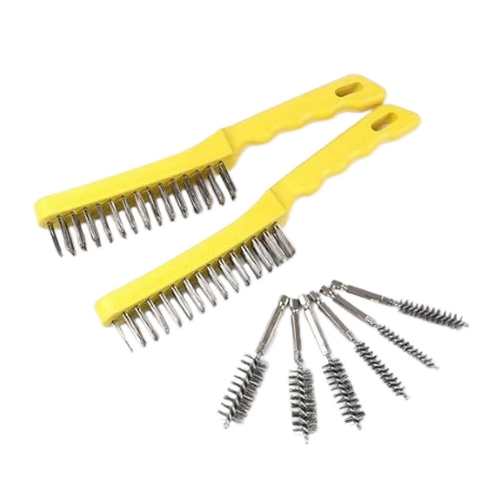 Stainless Steel Brush Set Long Handled Scratch Brushes Multipurpose For Cleaning Welds And Removing Rust