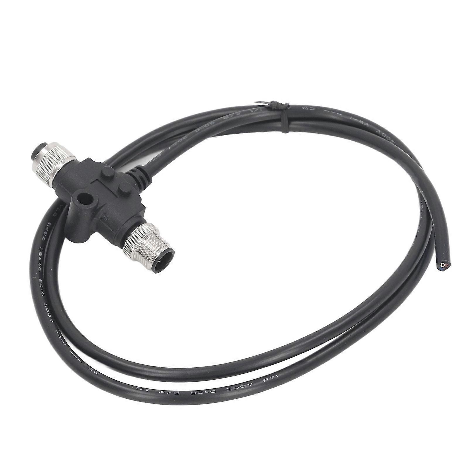4 Pin M12 Connector with 1 Meter Wire IP67 Waterproof T Type Electrical Aviation Plug 4A 250VAC 250VDC