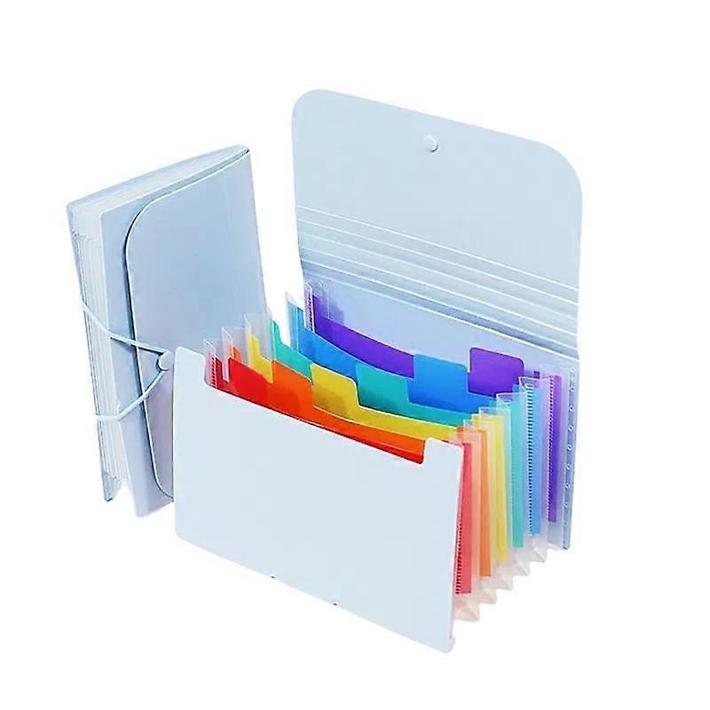 7 Pockets A6 File Organizer Blue Cover Colorful Inner