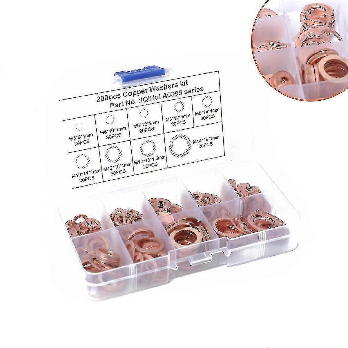 200 stk kobberpakning flat skive rund 1 mm1,5 mm tykk rød kobberpakning kobberpakning kobberpakning