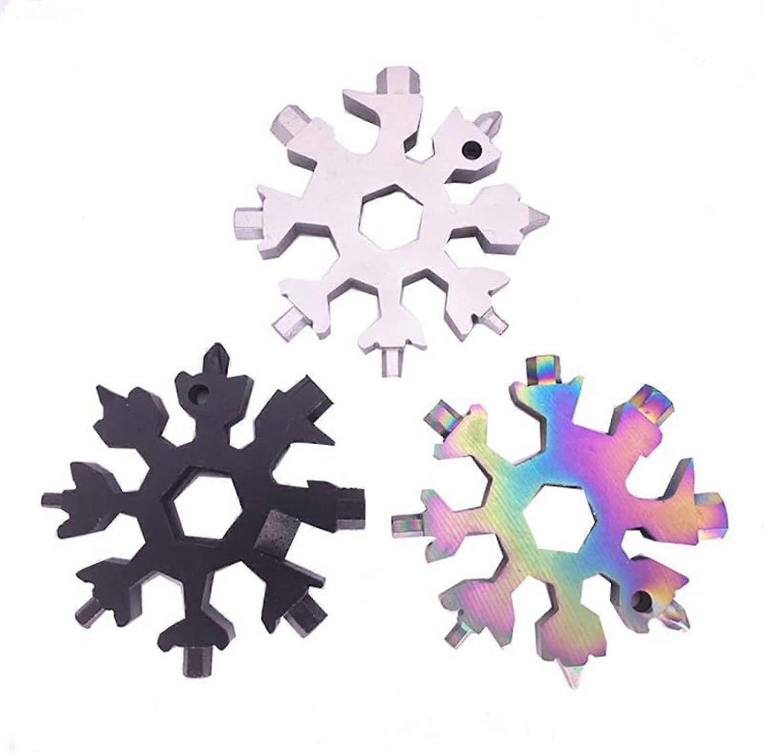 3 Piece Snowflake Multi Tool 18 in 1 Portable Snowflake Keychain Screwdriver Snowflake Multi Tool fo