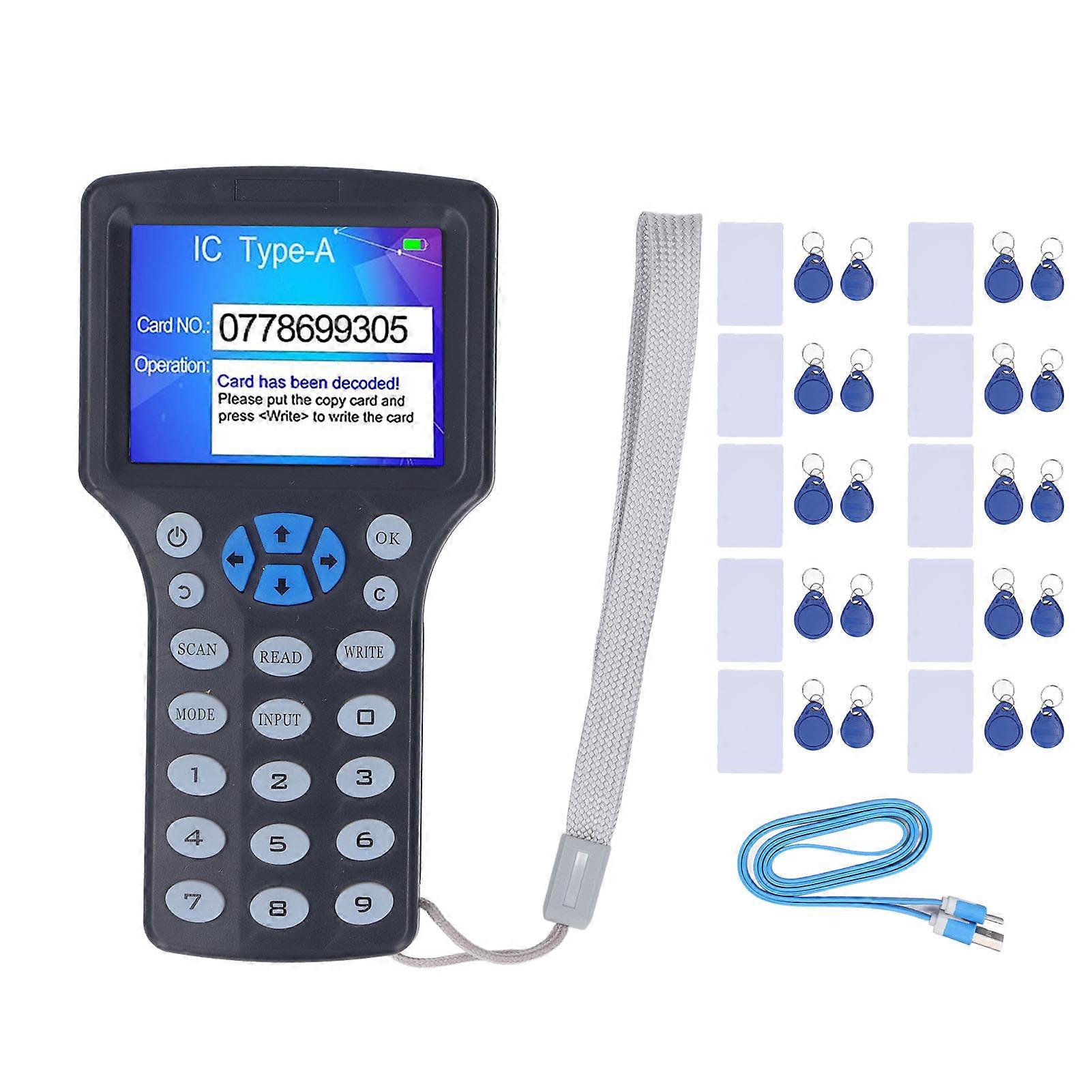 Black NFC RFID Card Reader with UID Keychain HD 2.8inch Full Color Screen Card Copier Writer Duplicator