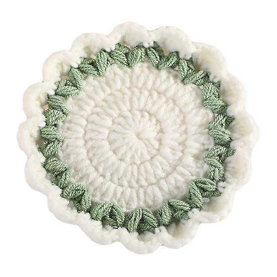 Table Coaster Wave Lace Fine Workmanship Knitted Colorful Woolen Yard Cup Mat for Daily Use