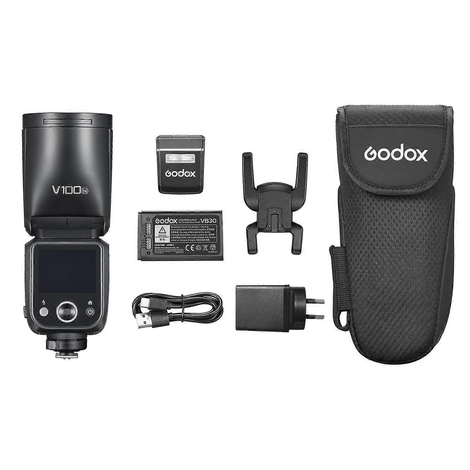 Godox V100 2.4G Ασύρματη κάμερα Flash Στρογγυλό κεφάλι On-Camera Flash TTL Speedlite 100Ws Power Touch Con
