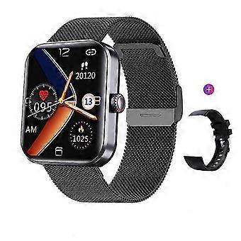2024 New F57l Watch Temperature Waterproof Hrv Electrocardiogram Monitor Milan Black Steel
