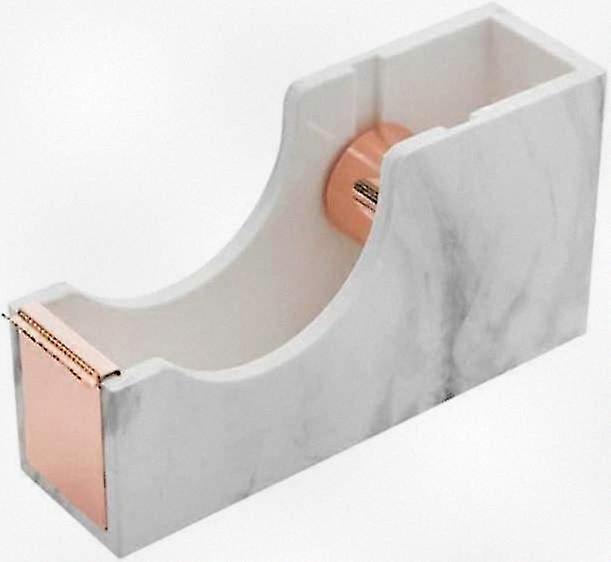 Elegant Rose Gold & White Marble Tape Dispenser with Metal Core for Office Desk